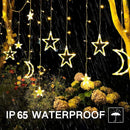 Luzes de Fada Estrela e Lua LED Solar - Encanto Natalino