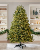 Árvore de Natal Verde Premium com Galhos Articulados, Suporte Metálico com Rodinhas e Micro LEDs Embutidos