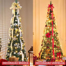 Árvore de natal pinheiro verde luxo 2,10m decorada enfeites decoração completa natalina pisca pisca
