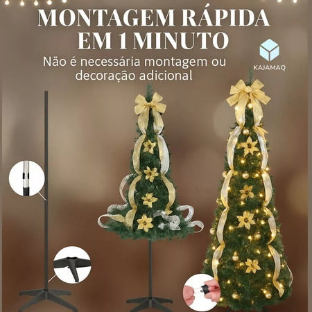 Árvore de natal pinheiro verde luxo 2,10m decorada enfeites decoração completa natalina pisca pisca