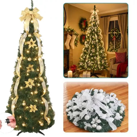 Árvore de natal pinheiro verde luxo 2,10m decorada enfeites decoração completa natalina pisca pisca